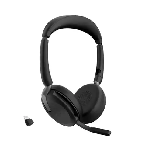 Jabra Evolve2 65 Flex Wireless Stereo Headset - Bluetooth, Noise-Cancelling ClearVoice Technology & Hybrid ANC - Works with All Leading UC Platforms Such As Zoom & Google Meet - Black