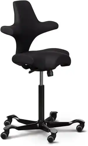 HAG Capisco Adjustable Standing Desk Chair - Black Frame - Eco Polyester Black Seat