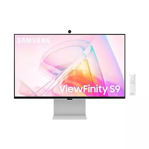 SAMSUNG 27" ViewFinity S9 Series 5K Computer Monitor, Thunderbolt 4, DisplayPort, Matte Display, 4K Slimfit-Camera, Slim Metal Design, AirPlay, Smart-TV Apps, Gaming Hub, LS27C900PANXZA, 2023