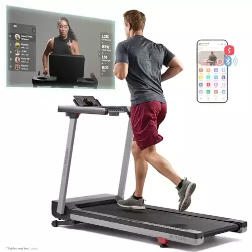 Sunny Health & Fitness Foldable 15 Level Auto Incline Treadmill, 20" Wide Running Belt, Quiet Brushless Motor, Digital Display, 300 LB Weight Capacity