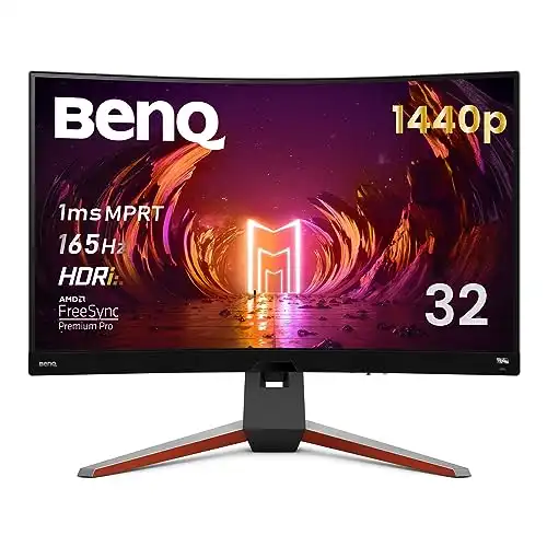 BenQ MOBIUZ EX3210R Curved Gaming Monitor 32" QHD 1440p 165Hz 1ms w/Remote | HDRi | 1000R | Color Optimizer | Freesync Premium Pro | Eye-Care