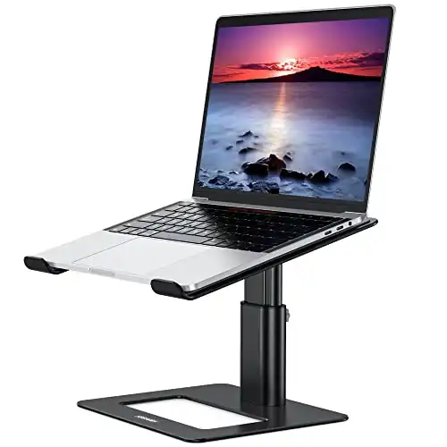 BESIGN Aluminum Laptop Stand, Ergonomic Adjustable Notebook Stand, Riser Holder Computer Stand Compatible with Air, Pro, Dell, HP, Lenovo More 10-15.6" Laptops (Black)