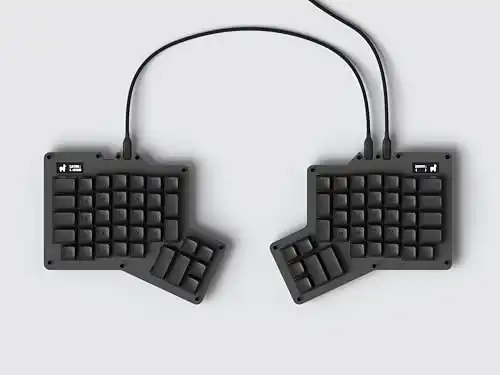 Apos ErgoDox 76 "Hot DOX V2 Split Ergonomic Mechanical Keyboard Ortholinear, Indicator Screen, QMK/VIA Firmware, RGB, USB-C, PBT Keycaps, Hotswap (Dark - Kailh Speed Copper Switches)