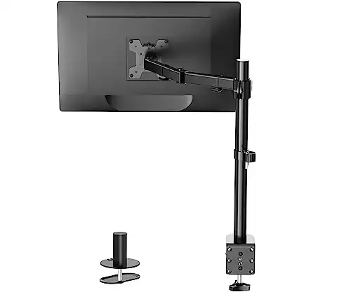 WALI Single Monitor Mount, Single Monitor Arm Desk Mount,Desk Monitor Stand, Holds Screen Up to 32inch, 22lbs, Adjustable Mount with C-CLAMP Designed for Home Office Application(M001), Black