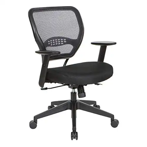 SPACE Seating 55 Series 24/7 Elite Intensive Use Ergonomic Office Chair with Breathable Air Grid Back and Built-in Lumbar Support, Memory Foam Seat and Oversized Wheels, Icon Black Fabric