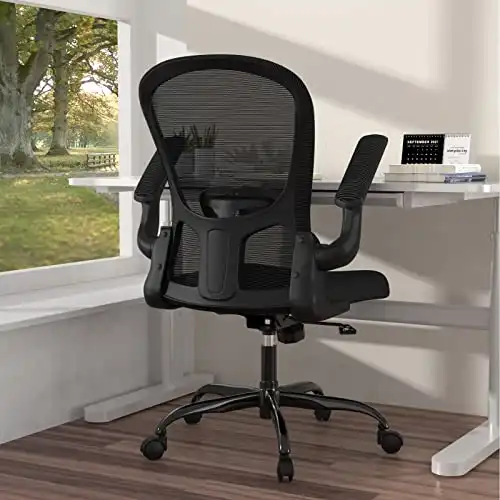 Silybon Ergonomic Office Chair, Lumbar Support Computer Chair with Flip-up Arms and Adjustable Height