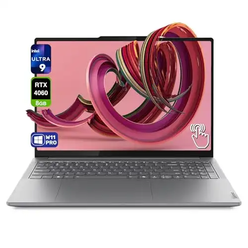 Lenovo Yoga Pro 9i Laptop, Intel Core 9-185H, 32 GB LPDDR5X RAM, 4 TB PCIe SSD, 16" 3.2K Mini LED Touchscreen (3200x2000) Display, Nvidia G-Force RTX 4060, Backlit Keyboard, W11 Pro, Luna Grey