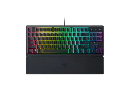 Razer Ornata V3 TKL Gaming Keyboard: Low Profile Keys - Mecha Membrane Switches - UV Coated Keycaps - Backlit Media Keys - 8 Zone RGB Lighting - Spill Resistant - Magnetic Wrist Wrest - Snap Tap