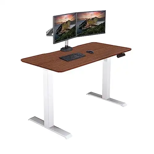 Vari Essential Hazel Wood Height Adjustable Electric Standing Desk - Home Office Standing Desk with VariDesk Sturdy T-Legs - Quiet Motorized Standing Desk - 48x24 Inch Small Standing Desk - 1 Box