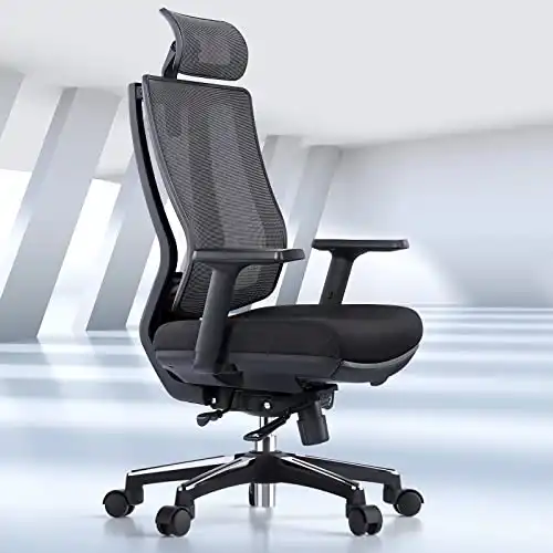 OdinLake Ergonomic Mesh - Seat Depth Adjustable Home Office Desk Chairs High Back with Lumbar Support - Computer Swivel Task Chair with Footrest, Headrest, PU Wheels (Model: Ergo Pro 633)