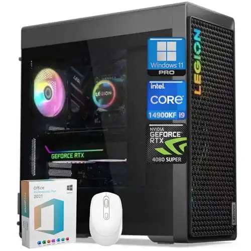 Lenovo Legion Tower 7i Gen 8 Gaming Desktop, Intel Core i9-14900KF, NVIDIA GeForce RTX 4080 SUPER 16GB GDDR6X, 32GB DDR5, 2TB SSD + 2TB HDD, Windows 11 Pro & Lifetime Microsoft Office