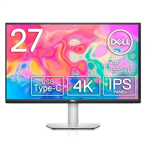 Dell S2722QC Monitor - 27 inch 4K USB-C , UHD (3840 x 2160) Display, 60Hz Refresh Rate, 8MS Grey-to-Grey Response Time, Built-in Dual 3W Speakers, 1.07 Billion Colors - Platinum Silver