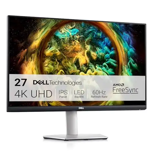 Dell S2721QS Monitor 27 Inch, 4K UHD (3840 x 2160) IPS Display, Ultra-Thin Bezel, AMD FreeSync, HDMI, DisplayPort, VESA Certified - Silver