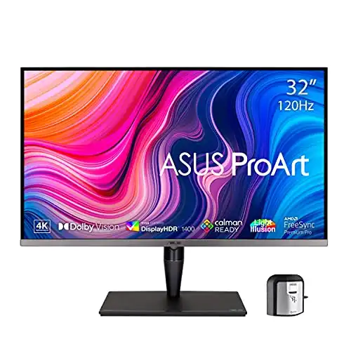 ASUS ProArt Display 32 4K HDR Computer Monitor (PA32UCG-K) - UHD (3840 x 2160), Mini-LED IPS, 1600nits, 120Hz, 10-bit, Thunderbolt 3, HDMI2.1, w/Calibrator, Compatible With Laptop & Mac