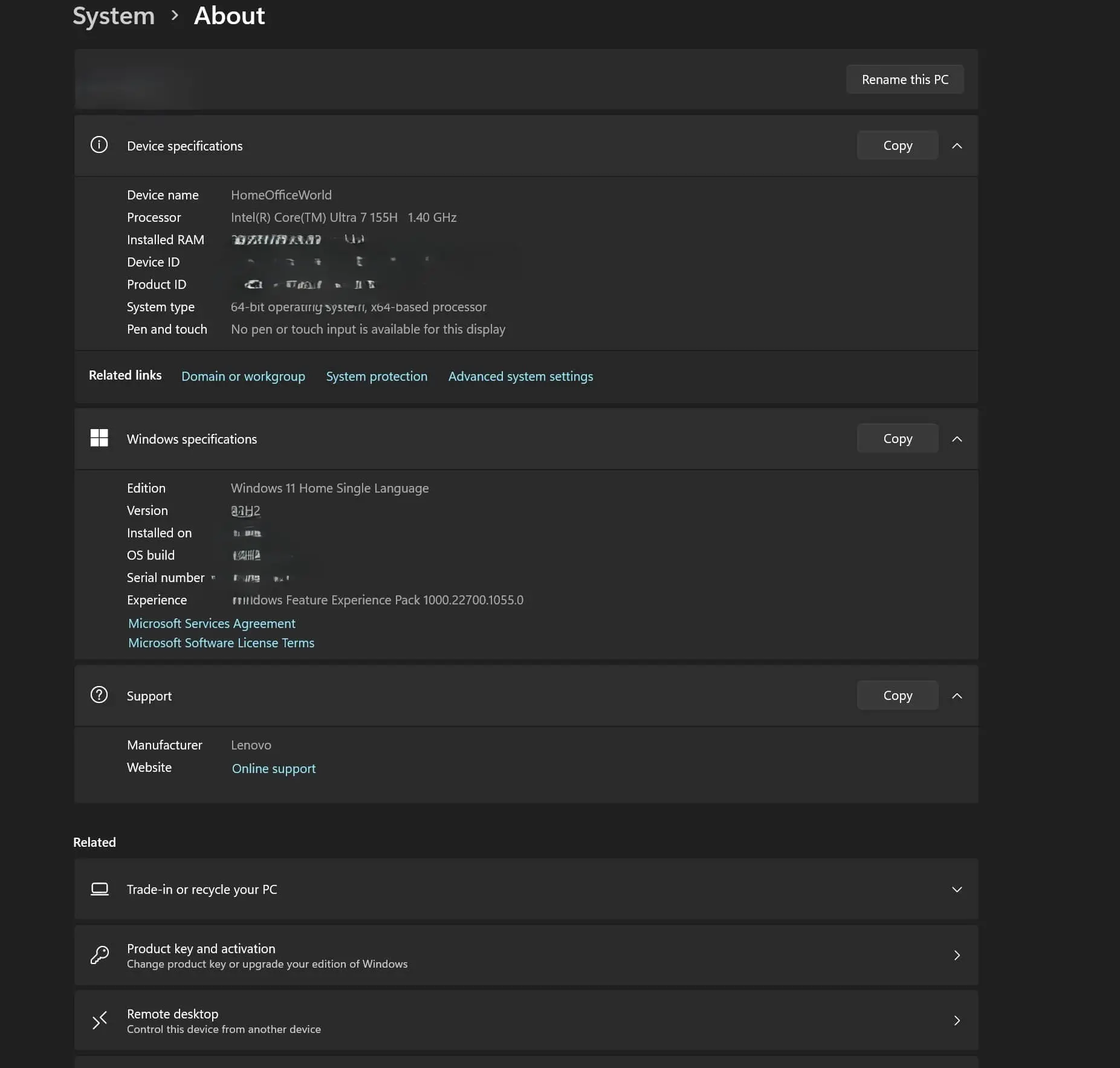 specs of your system