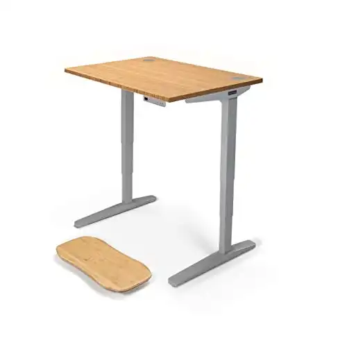 Uplift Desk Bamboo (42 x 30 inch) Standing Desk 2-Leg V2 Adjustable Stand Up C-Frame (Gray), Advanced Keypad, Wire Grommets, Wire Tray, Rocker Board