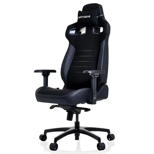 VERTAGEAR PL4800 Ergonomic Big & Tall Gaming Chair Featuring ContourMax Lumbar & VertaAir Seat Systems - RGB LED Kits Upgradeable - Carbon Black