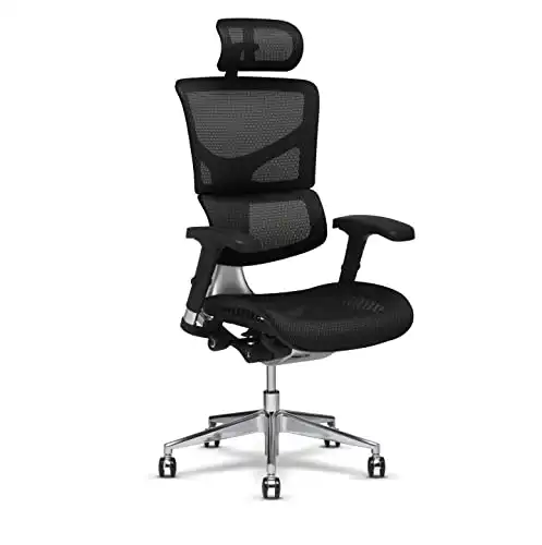 X-Chair X2 Management Task Chair, Black K-Sport Mesh Fabric with Headrest - Ergonomic Office Seat/Dynamic Variable Lumbar Support/Floating Recline/Highly Adjustable/Perfect for Long Work Days