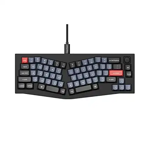 Keychron Q8 Alice 65% Layout Gasket Hot Swappable Custom Mechanical Keyboard, QMK Programmable, Knob RGB Backlit Type-C Wired Aluminum Ergonomic Keyboard for Mac Windows, Gateron G Pro Brown Switch