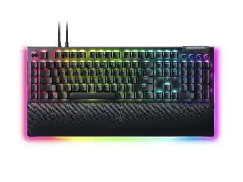 Razer BlackWidow V4 Pro Wired Mechanical Gaming Keyboard: Yellow Switches Linear & Silent - Doubleshot ABS Keycaps - Command Dial - Chroma RGB - Magnetic Wrist Rest - Snap Tap