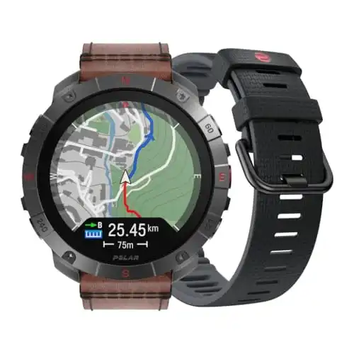 POLAR Grit X2 Pro Titan Ultra Premium GPS Smart Sports Watch Ultimate Outdoor Adventure Watch with Rugged Titanium Design, Advanced Navigation, with an Additional Leather Wristband.