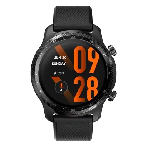 Ticwatch Pro 3 Ultra GPS Smartwatch Qualcomm SDW4100 and Mobvoi Dual Processor System Wear OS Smart Watch for Men Fatigue Assessment 3-45 Days Battery NFC Mic Speaker iOS Android Compatible