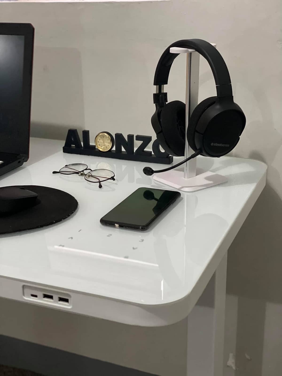 Standing desk with glass top