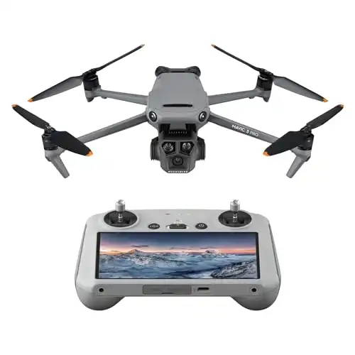 DJI Mavic 3 Pro with DJI RC, Flagship Triple-Camera Drone with 4/3 CMOS Hasselblad Camera, 43-Min Flight Time, 15km HD Video Transmission, FAA Remote ID Compliant, 4K Camera Drone for Adults